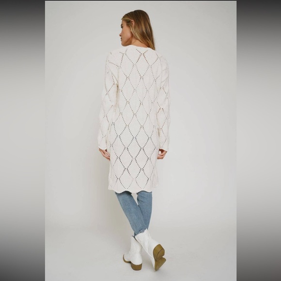 🆕Chenille Cardigan Long With Pockets Cream Off White S, M & L Available - Picture 3 of 4